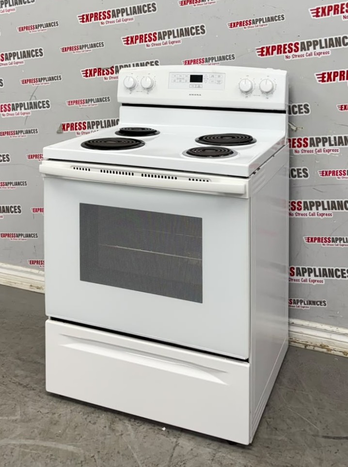 Used Amana 30” Freestanding Coil Stove YACR4303MFW For Sale Used Amana 30” Freestanding Coil Stove YACR4303MFW For Sale