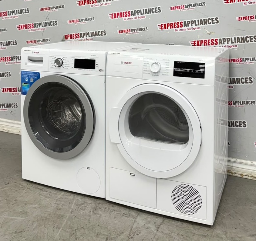 Used Bosch 24” Front Load Washer and Ventless Dryer Stackable Set WAW285H1UC/20 WTG86403UC/01 For Sale Used Bosch 24” Front Load Washer and Ventless Dryer Stackable Set WAW285H1UC/20 WTG86403UC/01 For Sale