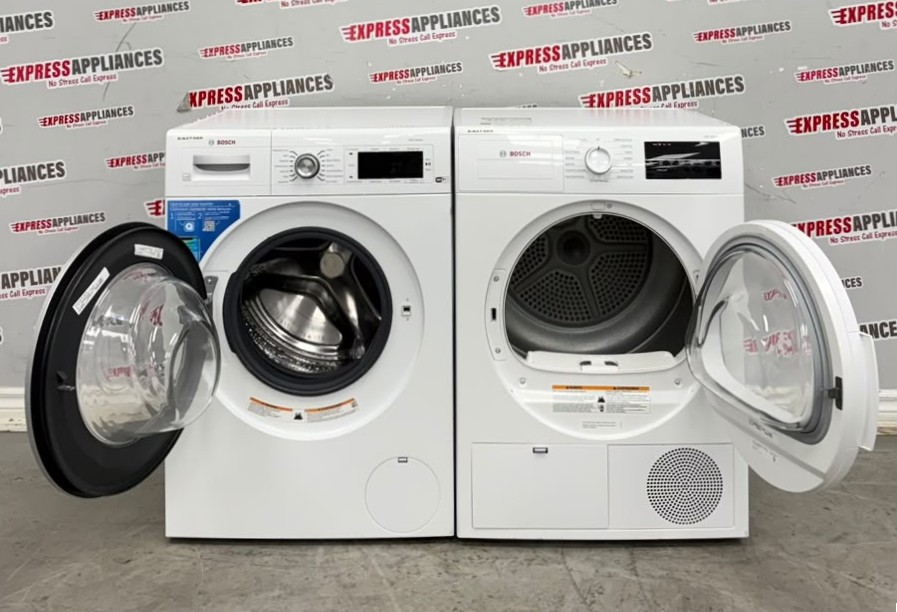 Used Bosch 24” Front Load Washer and Ventless Dryer Stackable Set WAW285H1UC/20 WTG86403UC/01 For Sale Used Bosch 24” Front Load Washer and Ventless Dryer Stackable Set WAW285H1UC/20 WTG86403UC/01 For Sale