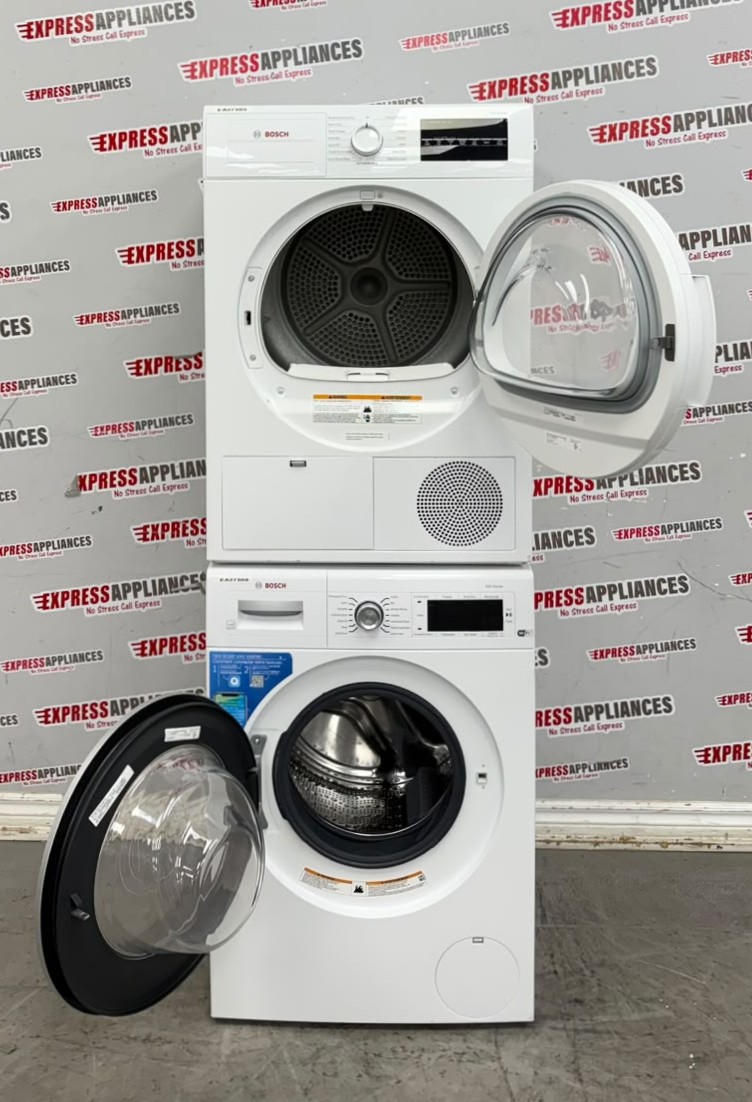 Used Bosch 24” Front Load Washer and Ventless Dryer Stackable Set WAW285H1UC/20 WTG86403UC/01 For Sale Used Bosch 24” Front Load Washer and Ventless Dryer Stackable Set WAW285H1UC/20 WTG86403UC/01 For Sale