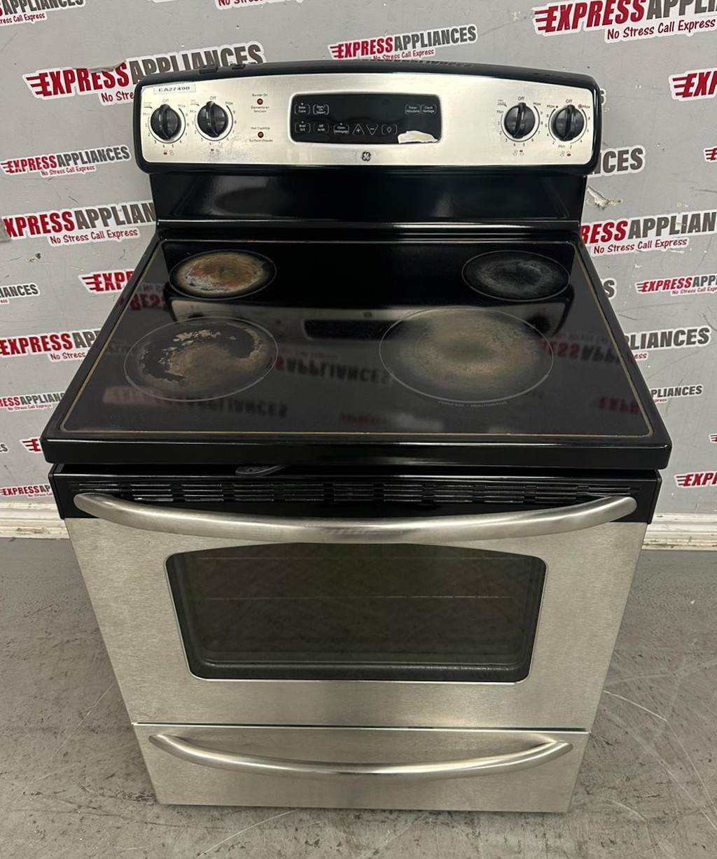 Used GE 30” Freestanding Glass Top Stove JCBP65SP1SS For Sale Used GE 30” Freestanding Glass Top Stove JCBP65SP1SS For Sale