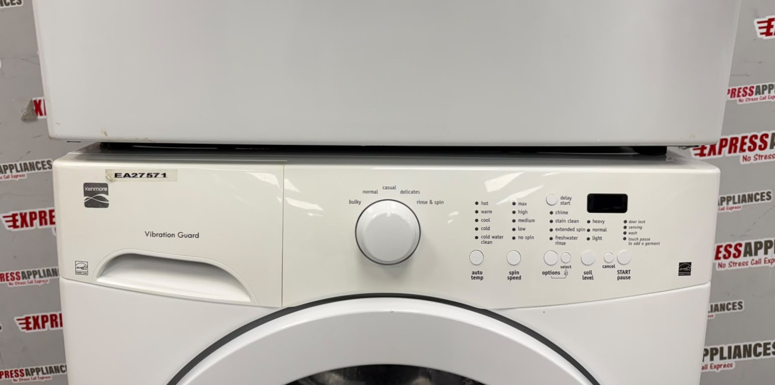 Used Kenmore 27” Front Load Washer and Electric Dryer Stackable Set FAFW3801LW5 970-C880420 For Sale Used Kenmore 27” Front Load Washer and Electric Dryer Stackable Set FAFW3801LW5 970-C880420 For Sale