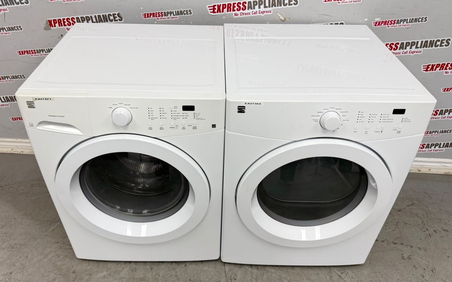 Used Kenmore 27” Front Load Washer and Electric Dryer Stackable Set FAFW3801LW5 970-C880420 For Sale Used Kenmore 27” Front Load Washer and Electric Dryer Stackable Set FAFW3801LW5 970-C880420 For Sale