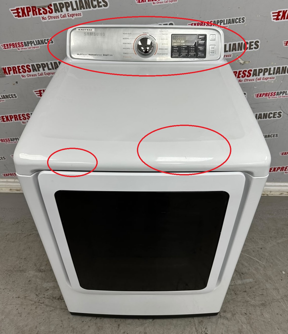 Used Samsung 27” Electric Dryer DVE50M7450W/AC For Sale Used Samsung 27” Electric Dryer DVE50M7450W/AC For Sale
