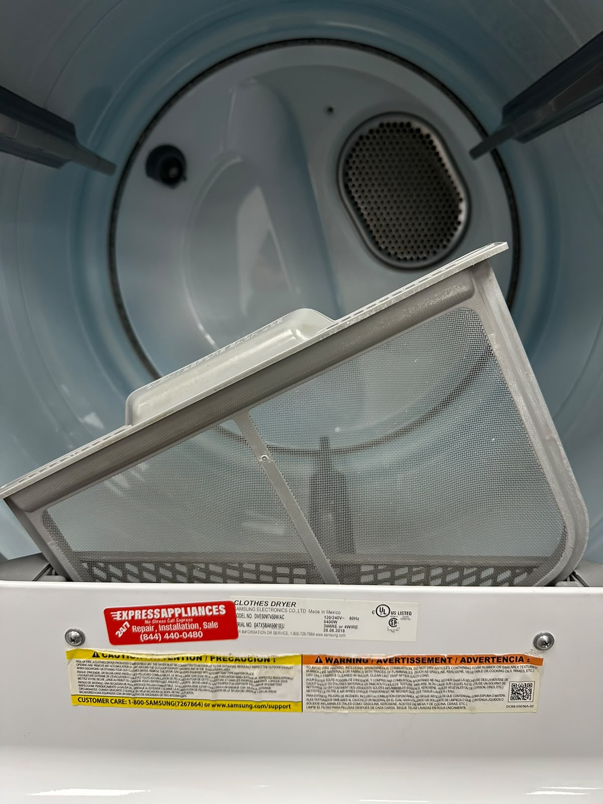 Used Samsung 27” Electric Dryer DVE50M7450W/AC For Sale Used Samsung 27” Electric Dryer DVE50M7450W/AC For Sale