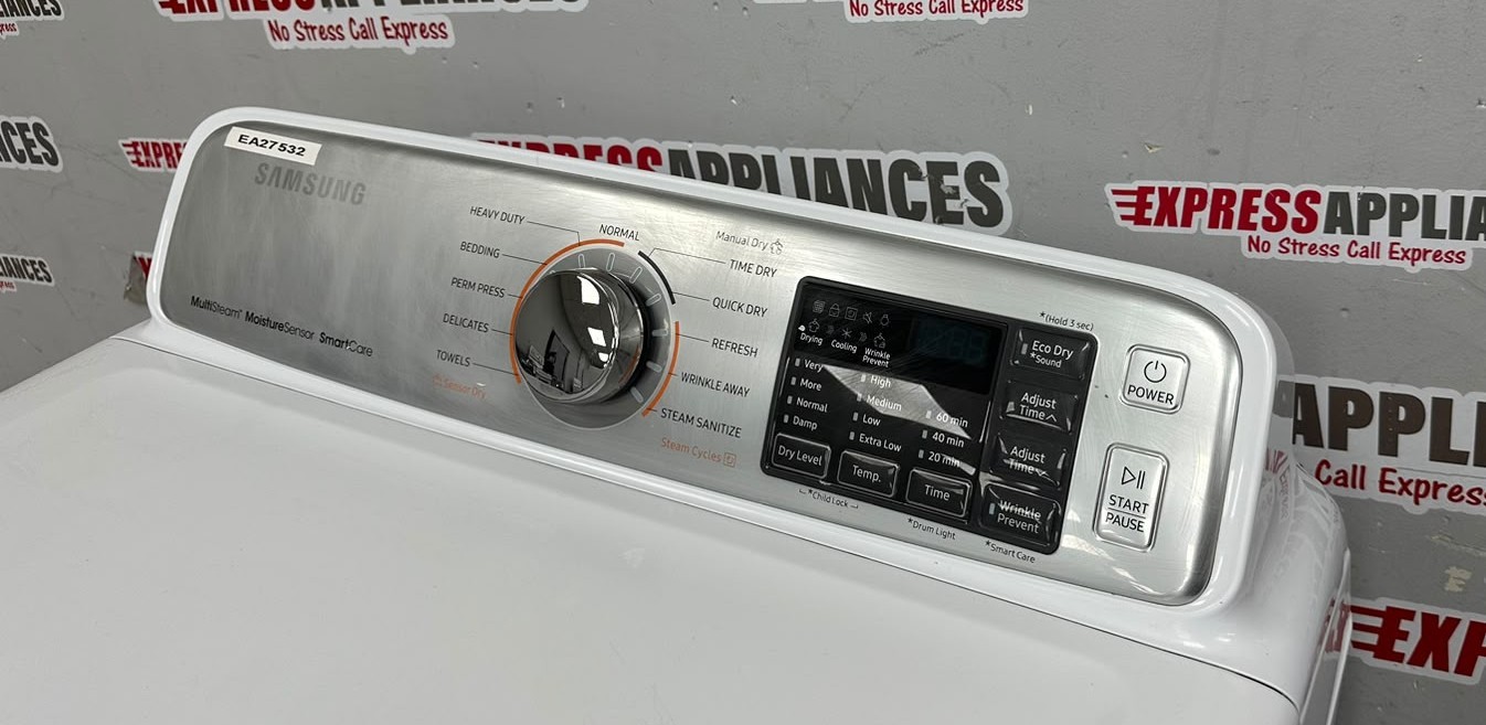 Used Samsung 27” Electric Dryer DVE50M7450W/AC For Sale Used Samsung 27” Electric Dryer DVE50M7450W/AC For Sale