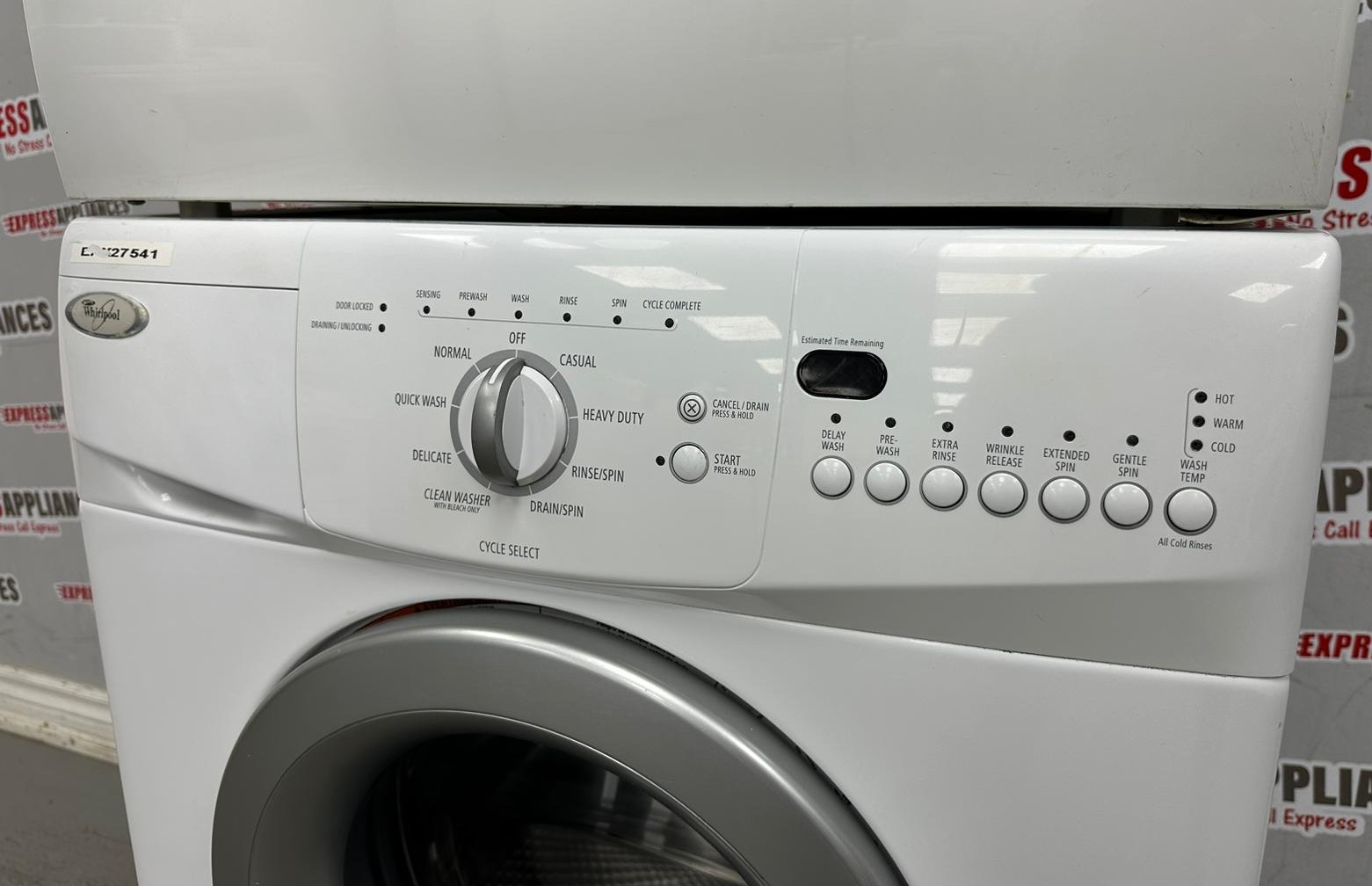 Used Whirlpool 24” Front Load Washer and Electric Dryer Stackable Set WFC7500VW2 YWED7500VW For Sale Used Whirlpool 24” Front Load Washer and Electric Dryer Stackable Set WFC7500VW2 YWED7500VW For Sale