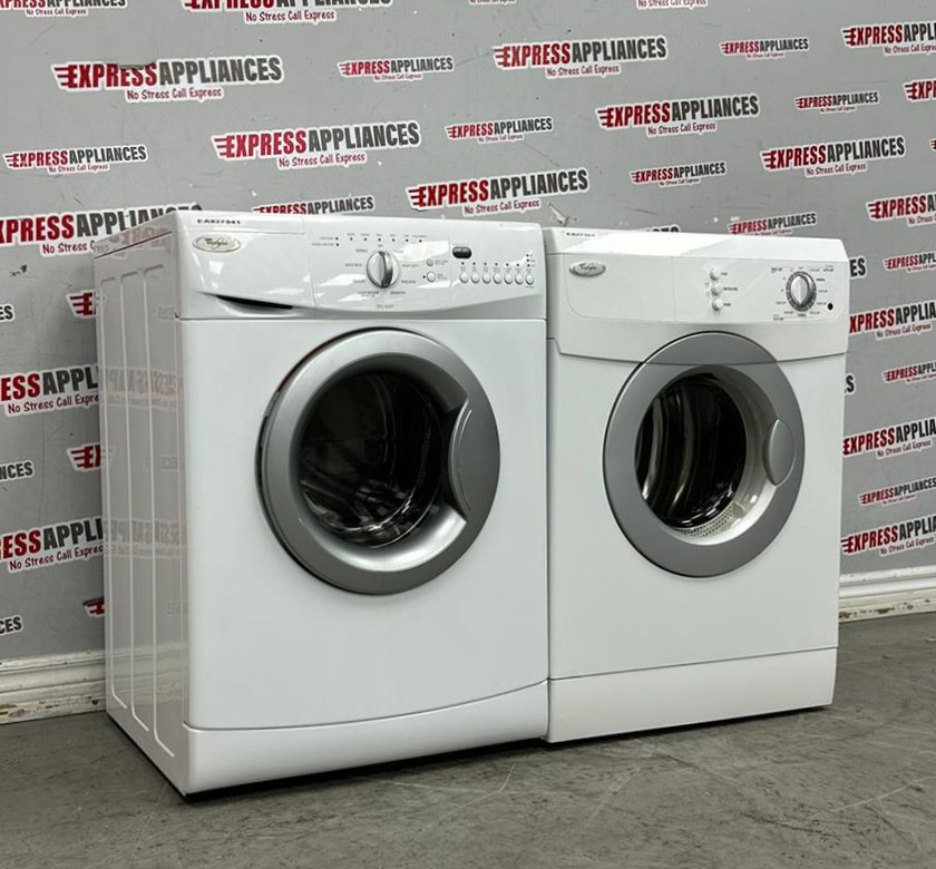 Used Whirlpool 24” Front Load Washer and Electric Dryer Stackable Set WFC7500VW2 YWED7500VW For Sale Used Whirlpool 24” Front Load Washer and Electric Dryer Stackable Set WFC7500VW2 YWED7500VW For Sale