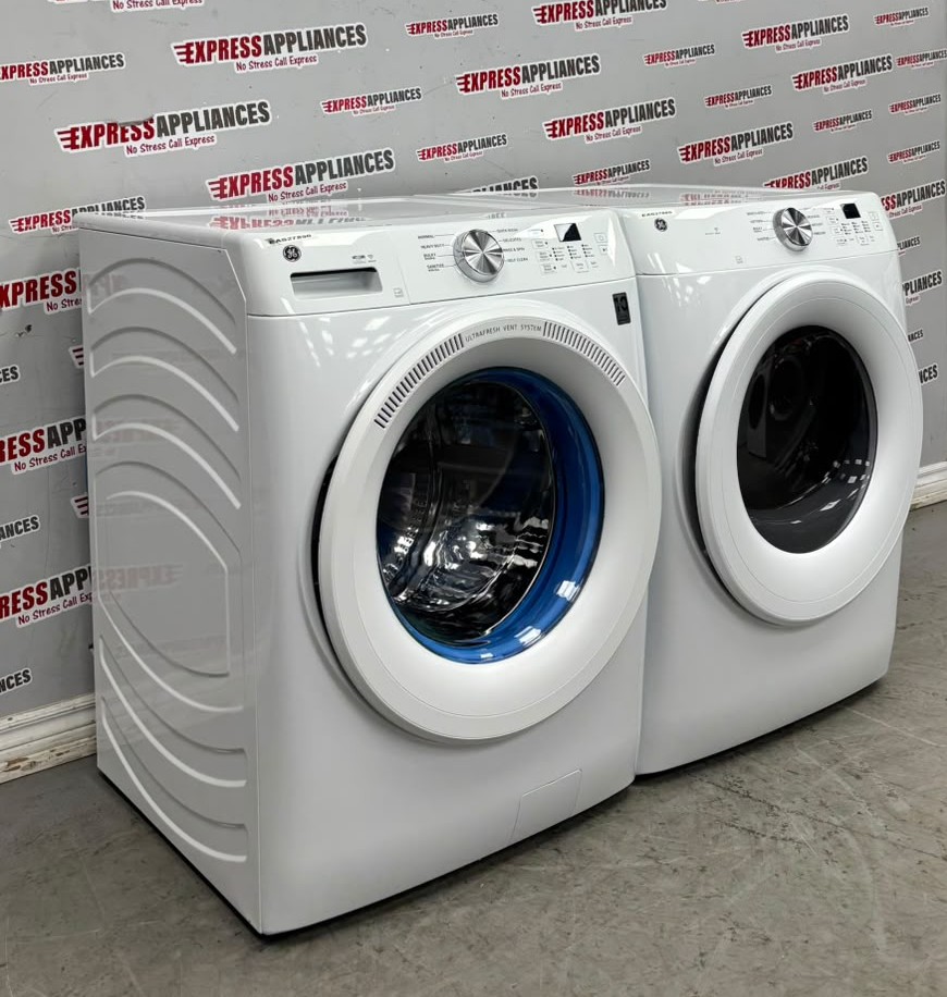 Open Box GE 28” Front Load Washer and Electric Dryer Stackable Set GFW350SSY0WW GFD35ESMY0WW For Sale Open Box GE 28” Front Load Washer and Electric Dryer Stackable Set GFW350SSY0WW GFD35ESMY0WW For Sale