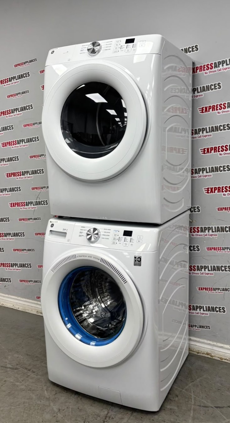 Open Box GE 28” Front Load Washer and Electric Dryer Stackable Set GFW350SSY0WW GFD35ESMY0WW For Sale Open Box GE 28” Front Load Washer and Electric Dryer Stackable Set GFW350SSY0WW GFD35ESMY0WW For Sale