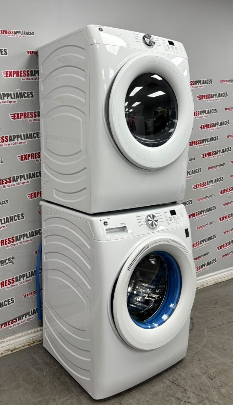Open Box GE 28” Front Load Washer and Electric Dryer Stackable Set GFW350SSY0WW GFD35ESMY0WW For Sale Open Box GE 28” Front Load Washer and Electric Dryer Stackable Set GFW350SSY0WW GFD35ESMY0WW For Sale