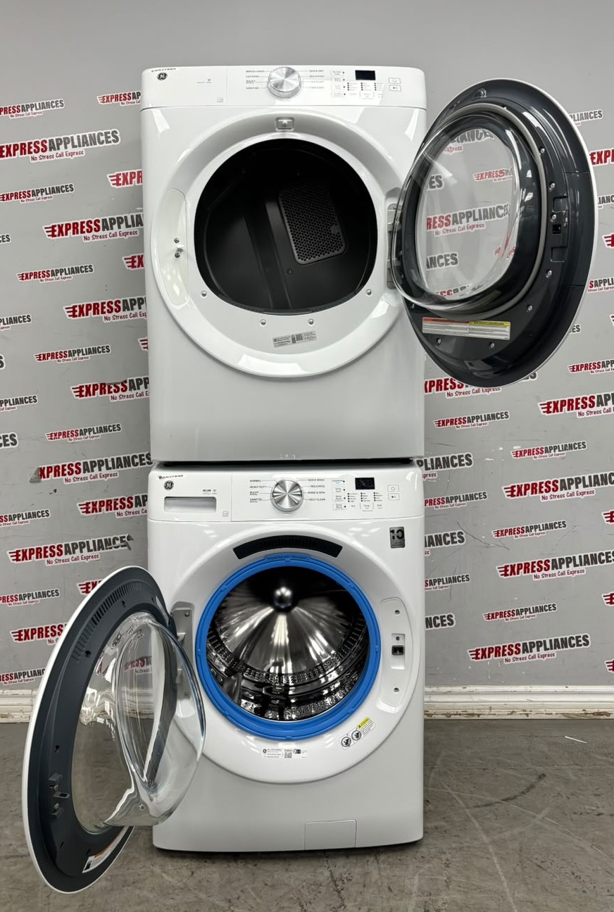 Open Box GE 28” Front Load Washer and Electric Dryer Stackable Set GFW350SSY0WW GFD35ESMY0WW For Sale Open Box GE 28” Front Load Washer and Electric Dryer Stackable Set GFW350SSY0WW GFD35ESMY0WW For Sale