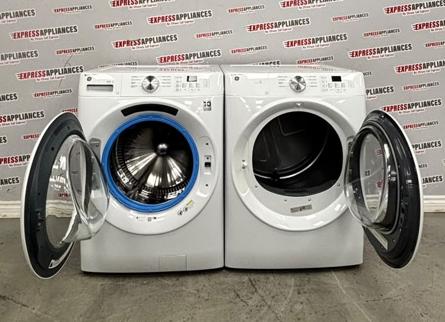 Open Box GE 28” Front Load Washer and Electric Dryer Stackable Set GFW350SSY0WW GFD35ESMY0WW For Sale Open Box GE 28” Front Load Washer and Electric Dryer Stackable Set GFW350SSY0WW GFD35ESMY0WW For Sale