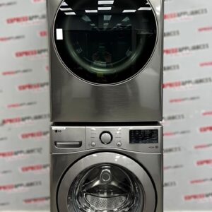 Open Box LG 27” Front Load Washer and Electric Dryer Stackable Set WM3400CV DLEX3850V For Sale
