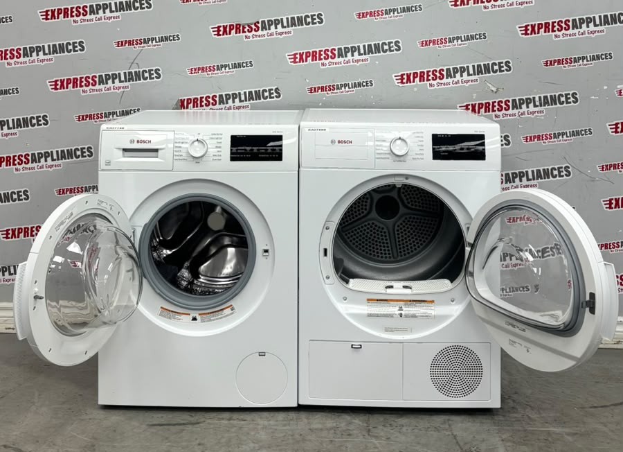 Used Bosch 24” Front Load Washer and Ventless Dryer Stackable Set WAT28400UC/20 WTG86400UC/08 For Sale Used Bosch 24” Front Load Washer and Ventless Dryer Stackable Set WAT28400UC/20 WTG86400UC/08 For Sale