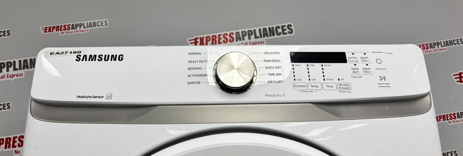Used Samsung 27” Front Load Washer and Electric Dryer Stackable Set WF45T6000AW/A5 DVE45T6005W/AC For Sale Used Samsung 27” Front Load Washer and Electric Dryer Stackable Set WF45T6000AW/A5 DVE45T6005W/AC For Sale