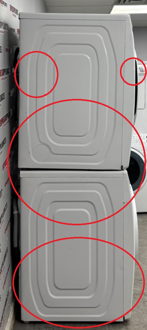 Used Samsung 27” Front Load Washer and Electric Dryer Stackable Set WF45T6000AW/A5 DVE45T6005W/AC For Sale Used Samsung 27” Front Load Washer and Electric Dryer Stackable Set WF45T6000AW/A5 DVE45T6005W/AC For Sale