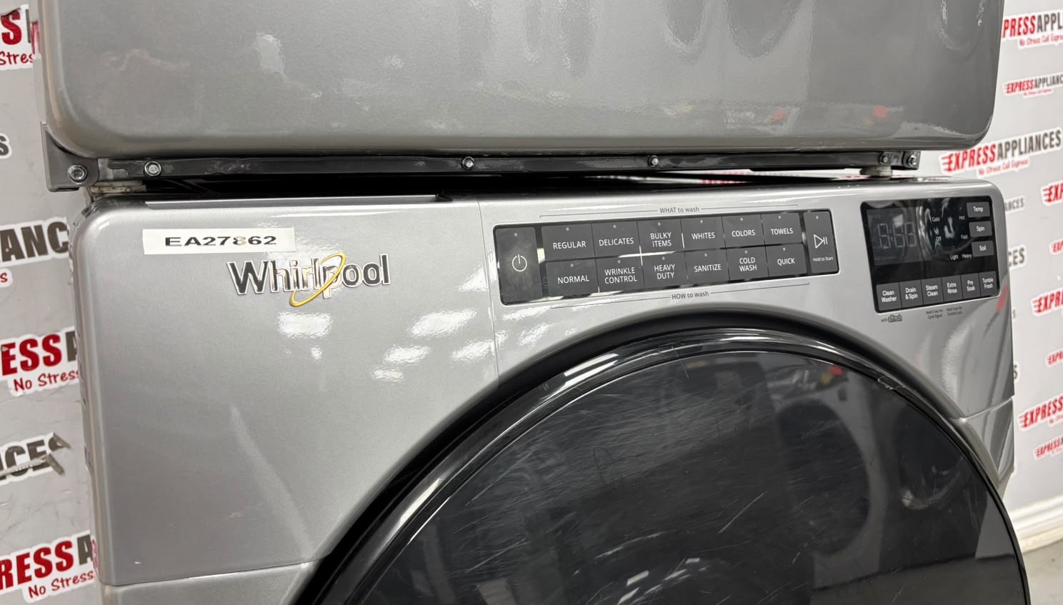 Used Whirlpool 27” Front Load Washer and Electric Dryer Stackable Set WFW6605MC1 YWED6605MC0 For Sale Used Whirlpool 27” Front Load Washer and Electric Dryer Stackable Set WFW6605MC1 YWED6605MC0 For Sale