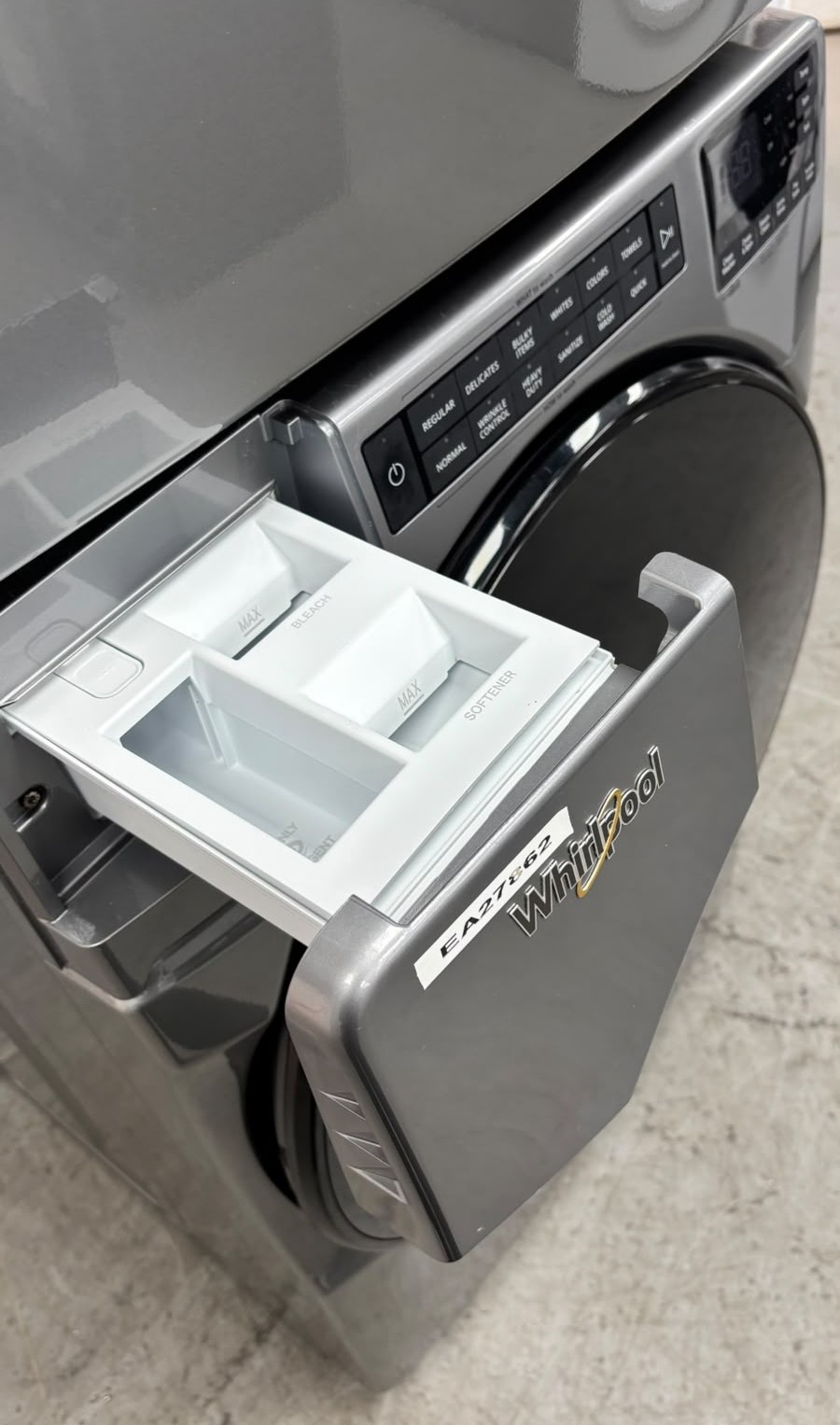 Used Whirlpool 27” Front Load Washer and Electric Dryer Stackable Set WFW6605MC1 YWED6605MC0 For Sale Used Whirlpool 27” Front Load Washer and Electric Dryer Stackable Set WFW6605MC1 YWED6605MC0 For Sale