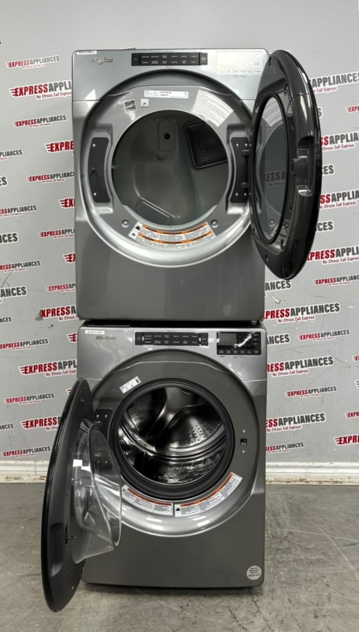 Used Whirlpool 27” Front Load Washer and Electric Dryer Stackable Set WFW6605MC1 YWED6605MC0 For Sale Used Whirlpool 27” Front Load Washer and Electric Dryer Stackable Set WFW6605MC1 YWED6605MC0 For Sale